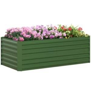 Gretech Premium Galvanised Steel Raised Garden Bed – 180 x 90 x 59 cm, Green